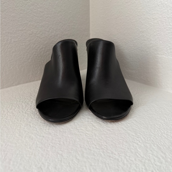 Vince Black Leather Open-Toe Heel Mules - Picture 4 of 5